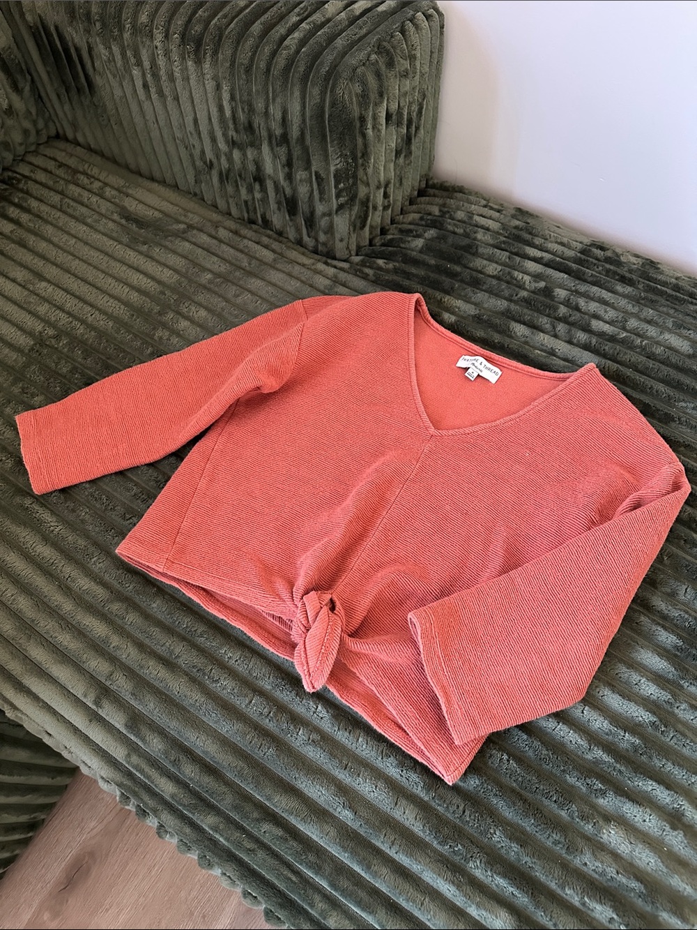 Madewell Burnt Orange Knot Crop Top